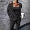 Conjunto de Tricô de Três Peças 2026 Primavera e Outono Transfronteiriço Amazon Novo Estilo Conjunto Feminino de Cor Sólida com Manga Longa