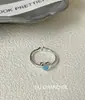 Anel aberto em prata de lei S925 em formato de coração doce, cravejado de diamantes, design de nicho, joia coreana ins, anel para dedo indicador para mulheres