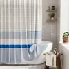 Cortina de Baño con Rayas de Bambú Impresas y Borla Simple, Cortina Divisoria de Baño Impermeable Engrosada