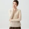 Suéter de tricô Campbell Yarn 75% caxemira 25% seda de amoreira gola alta fina para mulheres, segunda pele fina