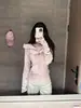 Jaqueta moletom feminina de outono e inverno, novo estilo, corte justo, com forro de fleece, ombros estruturados, cintura marcada, com capuz e top curto justo