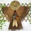 Ropa Marrón de Estilo Antiguo, Impermeable, Sombrero, Sombrero de Paja, Poncho, Chal, Sandalias de Paja, Accesorios de Decoración para Casa de Campo