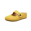 Sapatos Birkenstock Mary Jane de Salto Alto Espesso com Interior de Veludo de Pele de Bezerro, Formato de Feijão Dourado Pequeno de 5cm~Importados, Estilo Meia-Sapatilha para Uso Externo