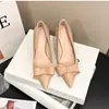 Zapatos Rosas de Tacón Alto con Lazo Estilo Francés para Mujer, Elegantes y Cómodos, Nuevo Modelo Invierno 2025, Tacones de Aguja Negros
