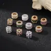 Accesorios de color oro de 18 quilates incrustados con cuentas de circonita de colores, microincrustaciones de circonita, cuentas tipo barril con agujero grande, accesorios para pulseras DIY hechos a mano