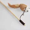 Juguete para Mascotas Palo de Madera Cuerda de Cáñamo Pluma Campana Juguete Divertido para Gatos Gato Interactivo Palo Largo Pluma de Ratón Juguete para Mascotas