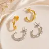 Pendientes transfronterizos de acero de titanio con un diseño geométrico único y versátil, incrustados con circonita, chapados en oro de 18 quilates, pendientes de acero inoxidable resistentes al agua y que conservan el color