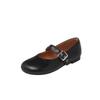 Zapatos Mary Jane Gigantes de Piel de Oveja Suave Otoño 2024 Sueltos Puntera Redonda Remache Metálico Plano Texturizados Zapatos Completamente de Cuero para Mujer