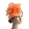 Adorno de Cabeça de Renda Europeu e Americano, Faixa de Cabeça de Pena, Chapéu de Organza, Adorno de Cabeça, Véu Retrô do Jockey Club, Acessório de Cabelo de Flor para Passarela