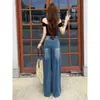 Jeans rasgados de talla grande para mujer, estilo fino de verano, holgados de cintura alta, pantalones rectos de pierna ancha vintage