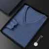 Suéter de Cachemira para Hombre, Suéter Blanco de Cachemira Otoño e Invierno, Suéter Cálido de Cuello en V, Cuello Corazón Capa Base de Cachemira para Hombre