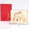 Cartão de felicitações tridimensional de escultura em papel criativa cartão de felicitações de Natal cartão de felicitações feito à mão cartão de feriado Cartão de mensagem Castelo de Natal atacado