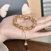 Pulsera de Citrino Amarillo Natural, Pulsera de Cristal Amarillo Torre, Diseño Atractor de Riqueza, Estilo Chino Nuevo Lirio del Valle Joyería de Alta Gama al por Mayor