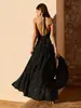 Vestido de lunares con cuello halter transfronterizo estilo europeo y americano 2026 Verano Nuevo Vestido largo sin espalda Vestido estilo vacacional