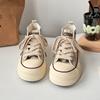 Sapatos de lona de cano alto chiques de estilo coreano sapatos femininos 2024 nova explosão sola grossa versátil sapatos esportivos casuais sapatos de pano