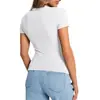 2026 Nova Moda Europeia e Americana da Amazon Camiseta Feminina Slim Fit Gola Redonda Justa Sexy Top de Verão Roupa Feminina