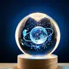 Bola de cristal creativa de cielo estrellado con tallado interior, adorno de luz nocturna luminosa, regalo de cumpleaños, manualidad de decoración de escritorio