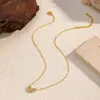 Collar de Acero Inoxidable con Colgante de Corazón Chapado en Oro Real Europeo y Americano Cadena para Clavícula Simple Temperamento Joyería al por Mayor