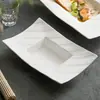 Padrão de Linha de Fábrica Prato Retangular Sentido Avançado Comercial Hotel Prato de Sopa Cerâmica Branca Prato Fundo Doméstico Grande