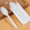 Cuchara Desechable Biodegradable, Ecológica, Engrosada y Reforzada, Sin Olor, Cuchara Comercial para Postre para Llevar, Cucharilla de Café, Cucharillas de Té de 5 pulgadas