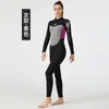 Traje de neopreno de una pieza para mujer de 3 mm con manga larga, traje de baño a prueba de invierno para exteriores resistente al frío, adelgazante y cálido para nadar, venta caliente transfronteriza