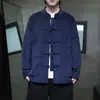 Chaqueta Abrigo Estilo Chino para Hombre Pana Casual Traje Tang Talla Grande Retro Botón de Rana Camisa Casual de Manga Larga Hanfu