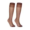 21 nuevas medias de seda cristalina color carne negra ultradelgadas transparentes antienganche par de calcetines altos hasta la rodilla al por mayor