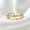 Anillo Abierto Ajustable Tilenny Estilo Ins Más Vendido Transfronterizo con Circonita para Mujer, Diseño Floral Dulce y Lindo