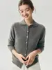 Cárdigan de cachemira de alta calidad con cuello polo para mujer, con un diseño de un solo botón, una sensación suave y cómoda, un corte favorecedor y una silueta versátil y estilizada