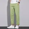Calças Casuais Masculinas 2026 Verão Finas Elásticas Slim Fit Cropped Versáteis de Perna Reta Esportivas de Negócios