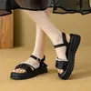 Sandalias de Perlas Estilo Francés Combinadas con un Vestido, Nuevos Zapatos de Playa de Suela Gruesa para Mujer Verano 2026 Estilo Hada que Aumentan la Altura