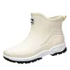 Botas de Chuva Femininas Transfronteiriças com Forro de Lã, Botas de Chuva Curtas Quentes, Botas de Água Impermeáveis e Resistentes ao Desgaste com Salto Médio e Solado Grosso da Moda, Sapatos para Cozinha Antiderrapantes