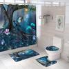 Cortina de baño serie mariposa, cortina de ducha decorativa, alfombrilla absorbente para el suelo, alfombra de inodoro, tapiz de poliéster con impresión digital
