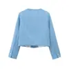 Fabricante de ropa de mujer transfronterizo al por mayor 2026 Europeo y Americano versátil texturizado con hombreras cuello redondo manga larga estilo Chanel chaqueta top