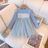 Vestido para meninas Vestido novo Outono e inverno com forro de lã Vestido de princesa com lantejoulas Vestido de estilo para meninas Roupas infantis