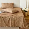 Sábana de cama de gasa de doble capa de algodón puro vintage Clase A, pieza individual, patrón floral 100% algodón, juego de cama individual/doble para dormitorio para dormir sin ropa, juego de tres piezas