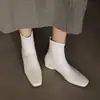 Botas Elásticas Adelgazantes Talla 34 a 42 para Otoño e Invierno, Zapatos de Mujer Versátiles para Viajes Diarios, Punta Cuadrada, Tacón Grueso, Botas de Moda Negras de Comercio Exterior Transfronterizo