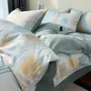 Conjunto de Algodão de Quatro Peças para Primavera e Verão 100% Algodão Puro Lençol de Cama e Capa de Edredom Lençol de Cama 1,8m Cama de Solteiro/Casal Jogo de Cama de Três Peças
