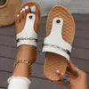 Sandalias de Chancla para Mujer Color Blanco PU Negro Metálico Moda Cómodas