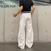 Design plissado estilo americano, calças levemente flare para mulheres e homens, calças casuais estilo outono old money, calças sociais simples de alta qualidade