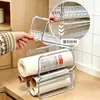 Estante de Almacenamiento para Papel Film Estante de Almacenamiento por Capas para Gabinete de Cocina Caja de Almacenamiento Apilable para Rollos de Papel, Papel de Aluminio y Bolsas de Plástico