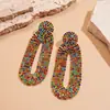 Pendientes Geométricos de Circonita Colorida de Lujo Ligero Europeo y Americano, Pendientes de Personalidad Exagerada de Nicho Transfronterizo, Temperamento de Gama Alta para Mujer