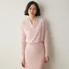 Suéter de Punto de Cachemira para Mujer de Venta Caliente Transfronteriza Otoño e Invierno, Nuevo Suéter de Punto de Lana de Manga Larga con Cintura Ajustada para Otoño e Invierno