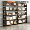 Estantería de pie de acero y madera, estante de almacenamiento para el hogar multicapa, estante de arte de hierro, estantería simple para sala de estar, estante de almacenamiento y exhibición
