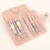 Tesoura de Unha de Aço Inoxidável Conjunto de 4 Peças Bolsa Dobrável Alicate de Manicure Cortador de Unha Tesoura de Unha Doméstica Ferramentas de Manicure