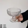 Taza de Vidrio Ins Retro con Rayas Verticales, Vaso Alto, Copa de Vino Tinto, Copa de Vino, Vaso para Jugos, Copa para Helado, Vaso para Bebidas Frías, Vaso para Agua