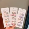 Pajarita con Forma de Fruta para Niñas con Pinza de Pico de Pato, Diseño de Rayas Verticales de Resina, Juego de 5, Combinación de Colores de Jardín de Infancia