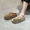 Versão em Couro de Vaca Sola Grossa Fogos de Artifício Birkenstock Sapatos Femininos Roupas de Exterior Aumenta Altura Retro Slip-On Sandálias de Bico Fechado Sapatos Femininos Mules Chinelos