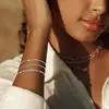 Pulsera Personalizada Roja Facetada de 3 Cuentas Aleación para Mujer Tres Capas Delgada Joyería para Apilar Venta al por Mayor No