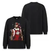 Stewell Marrom Menino Estampa Digital Direta Outono/Inverno Solta Ombro Caído Par Lavada Manga Longa Camiseta Roupa Masculina